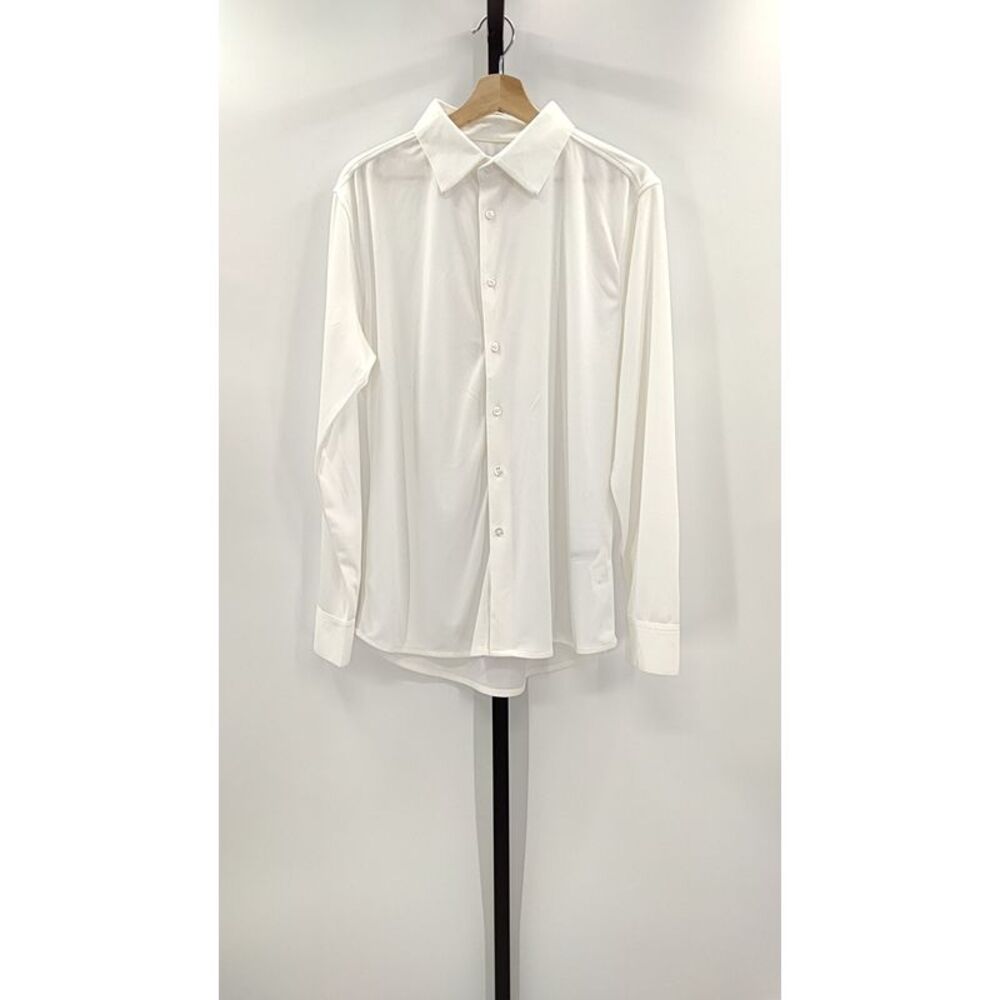 Quince Men Commuter Stretch Pique Long Sleeve Button Down White L